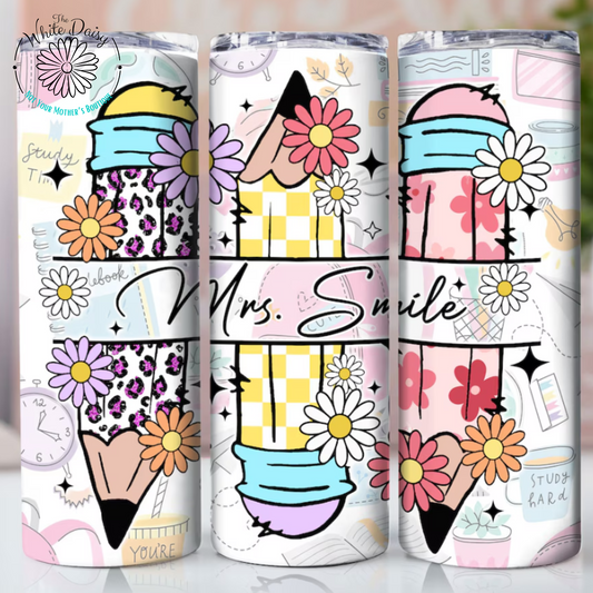 Doodle Pencil Personalized Teacher  - 20 oz Tumbler