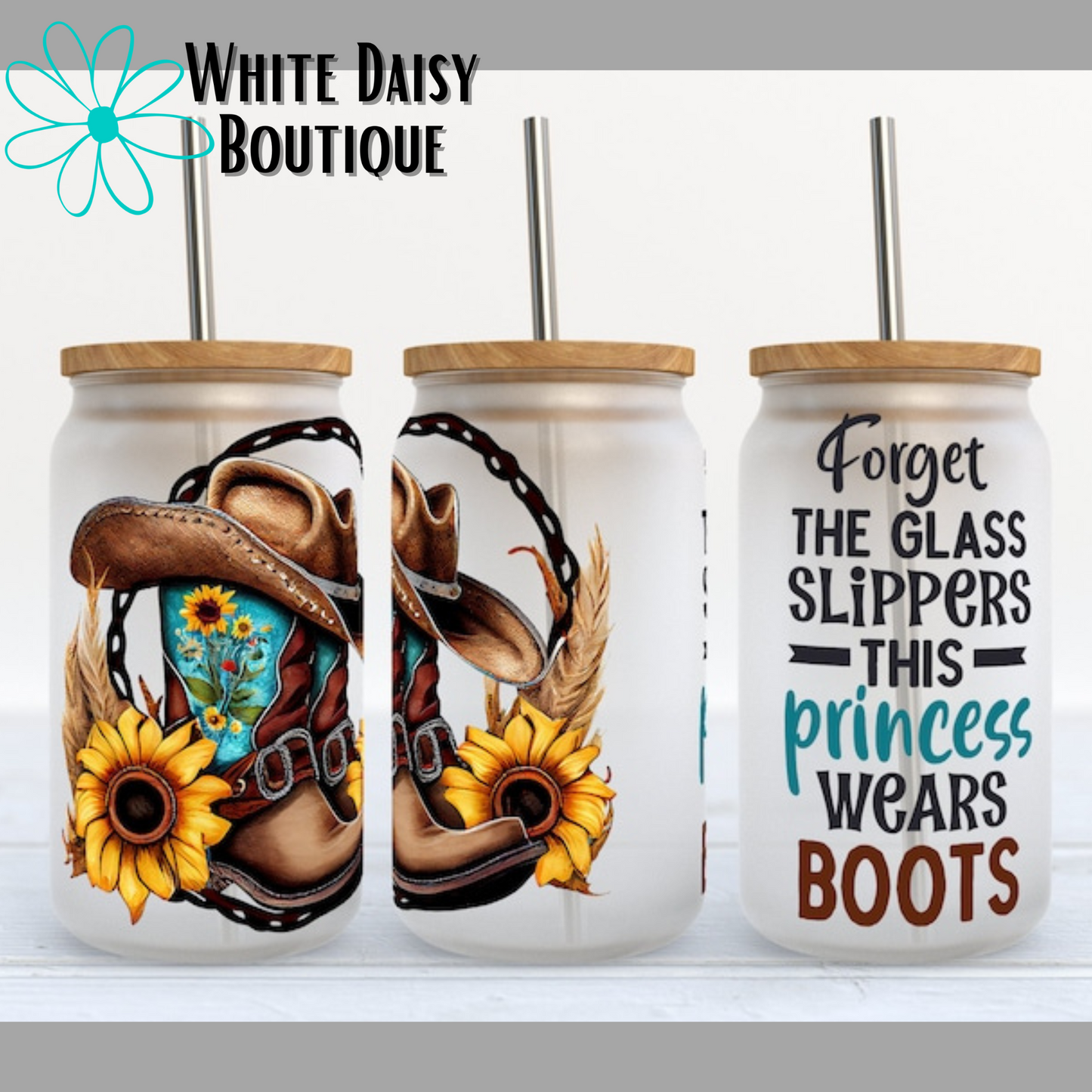 Forget The Glass Slippers, This Princess Wears Boots- 16 oz Libbey Glass