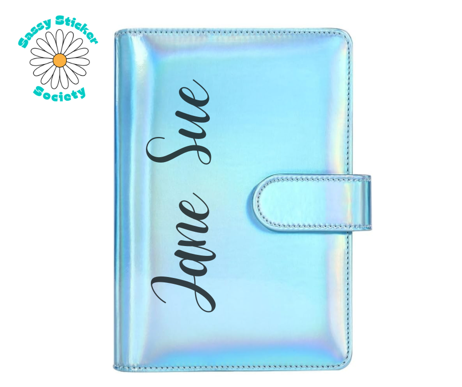 Holographic Blue Personalized Budget Binder
